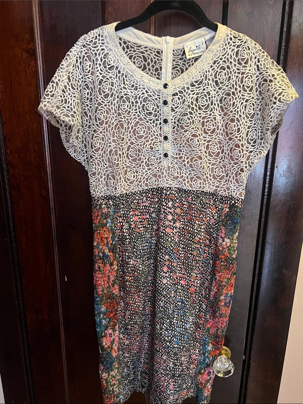 Byron Lars White Lace Top Multicolor Floral Skirt Dress